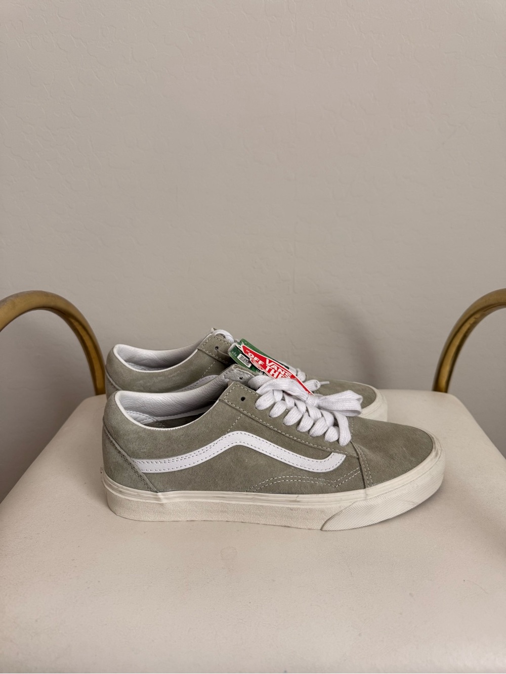 Vans Old Skool Sneakers in Olive Green and White